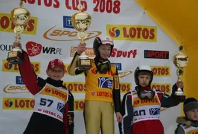 Juniorzy E: Krzysztof Leja (1),<br> Mateusz Hulbój (2) i Michał Milczanowski (3)