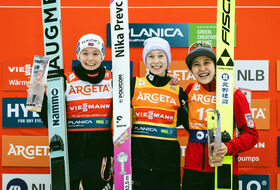 28.03.2026 - Podium PŚ Pań w Planicy