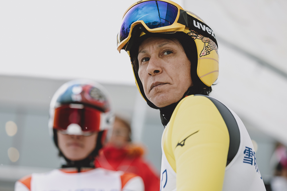 Noriaki Kasai na podium w Hakubie